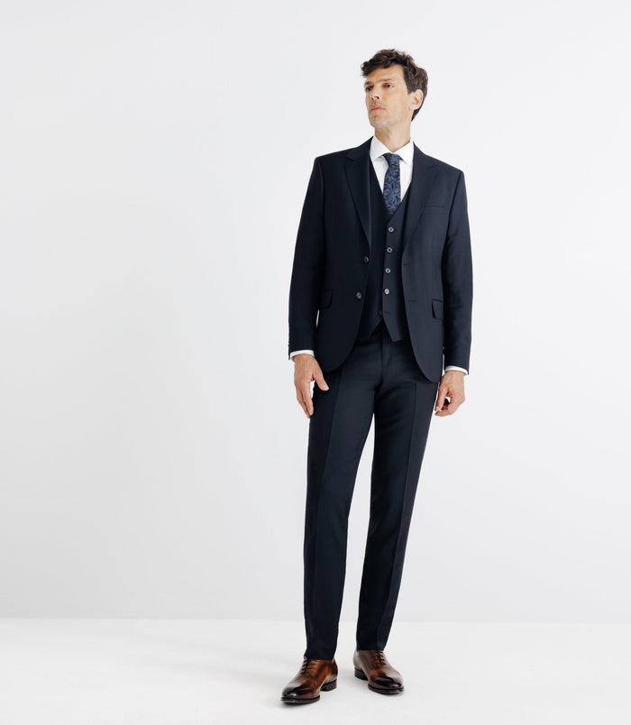 izac Costume 2 boutons en laine marine