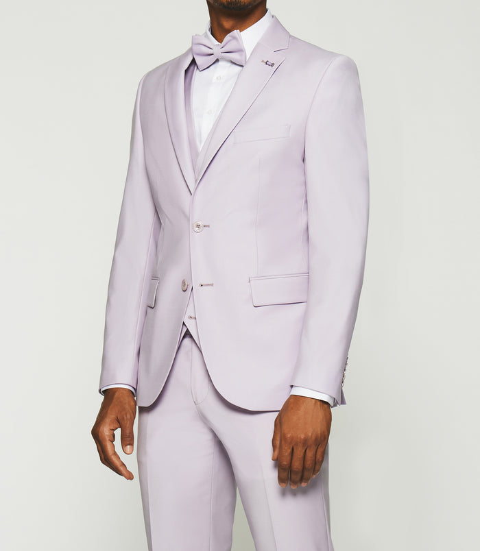 Izac Costume 2 Boutons En Laine Parme Clair FAVORI