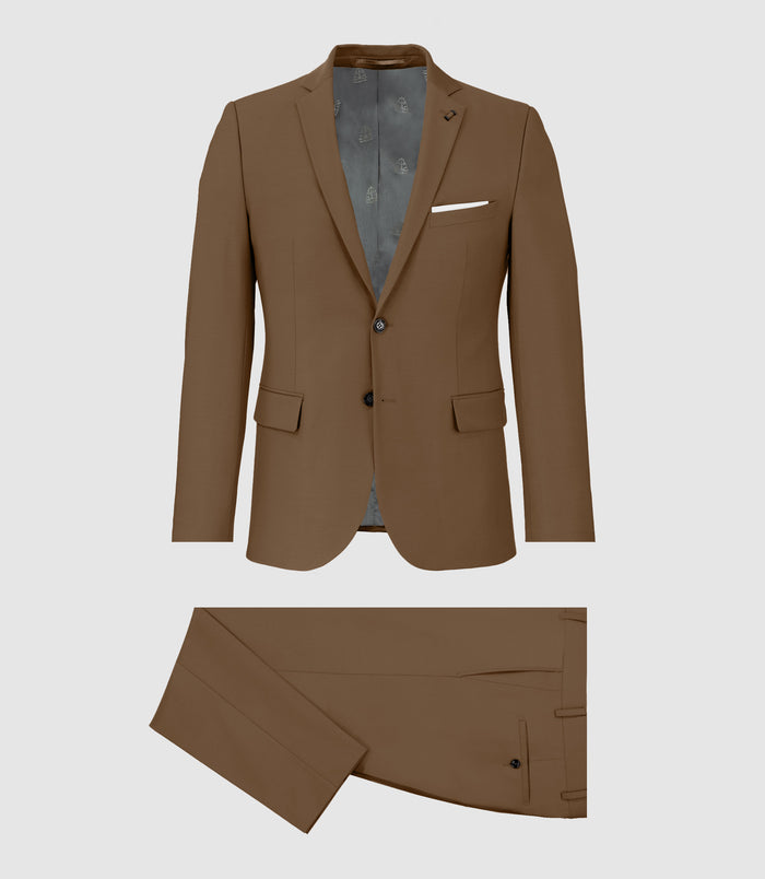 izac Costume 2 boutons en laine tabac LIMONE