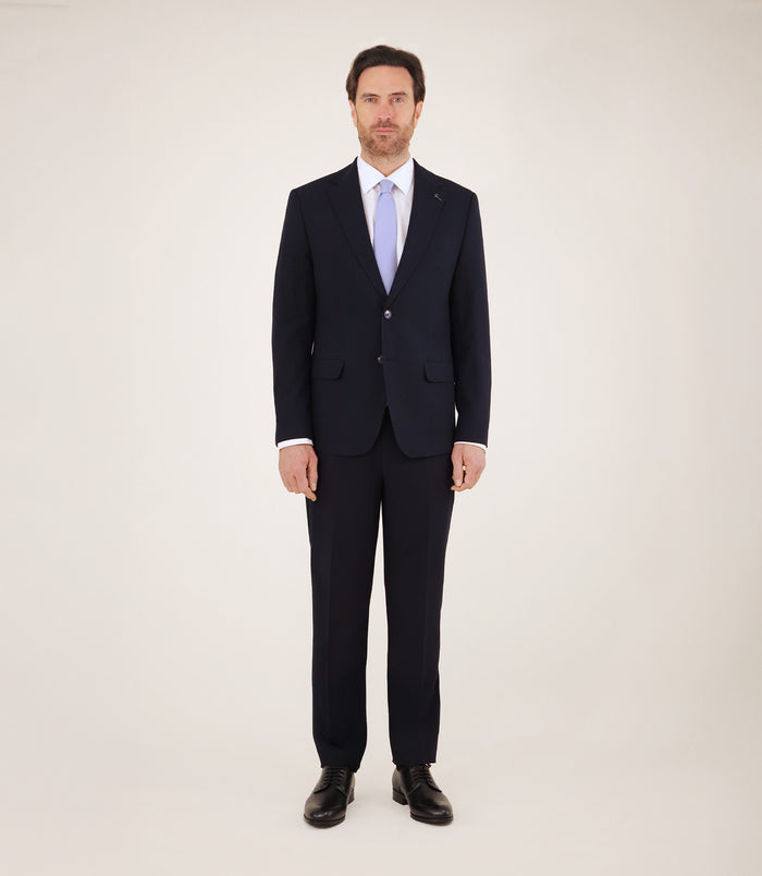 izac Costume 2 boutons laine bleu marine