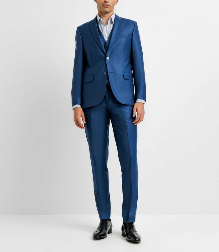 izac Costume 2 boutons laine bleu