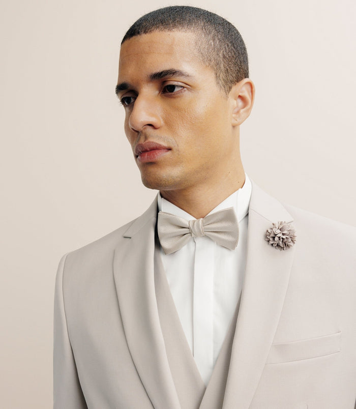 Izac Costume 2 Boutons Laine Majoritaire Beige