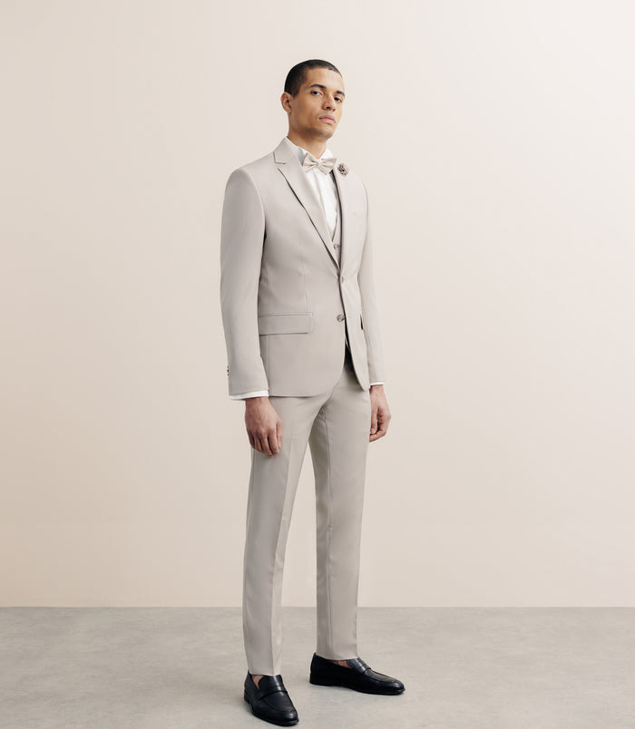 Izac Costume 2 Boutons Laine Majoritaire Beige