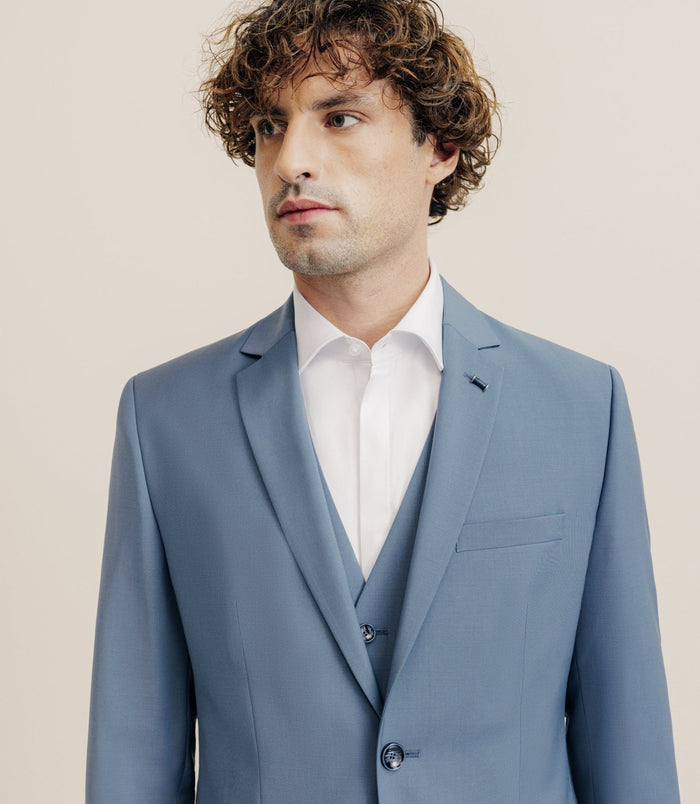 Izac Costume 2 Boutons Laine Majoritaire Bleu Ciel