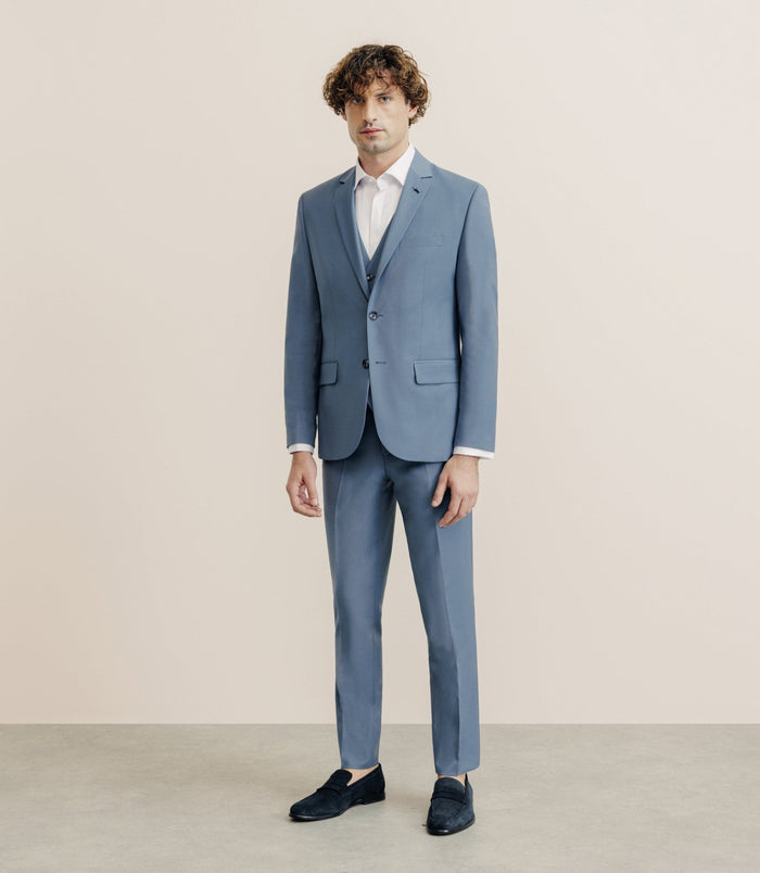 Izac Costume 2 Boutons Laine Majoritaire Bleu Ciel