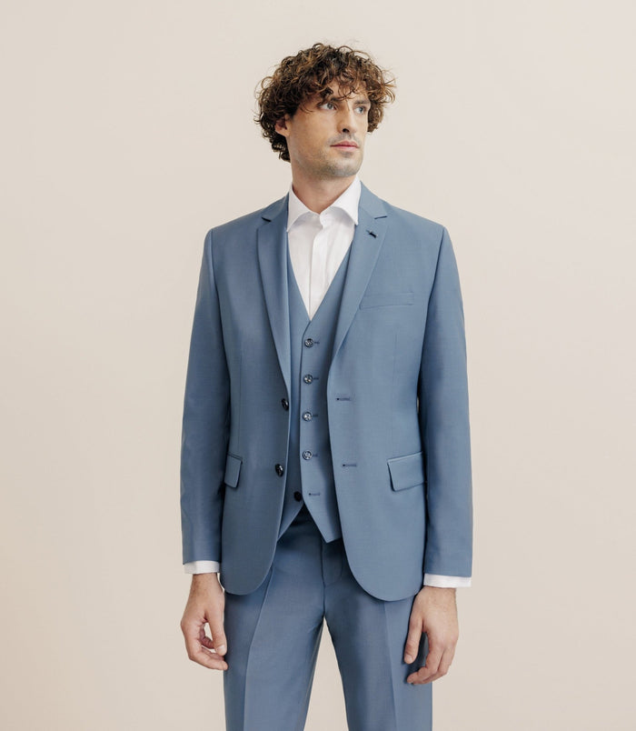 izac Costume 2 boutons laine majoritaire bleu ciel