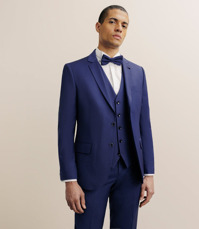 izac Costume 2 boutons laine majoritaire bleu