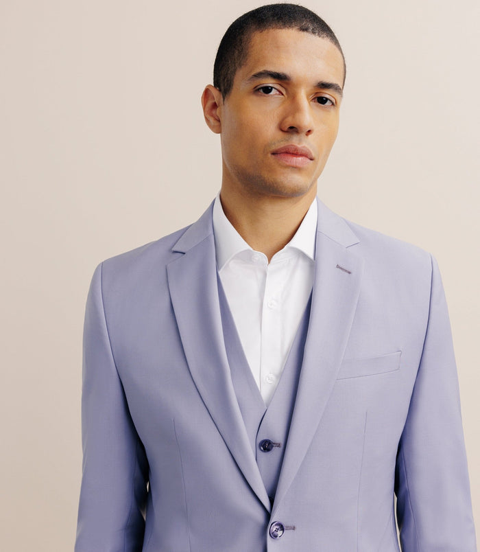 Izac Costume 2 Boutons Laine Majoritaire Parme