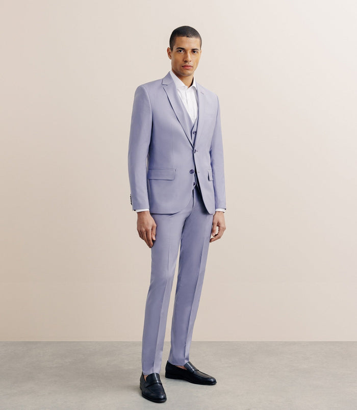 Izac Costume 2 Boutons Laine Majoritaire Parme