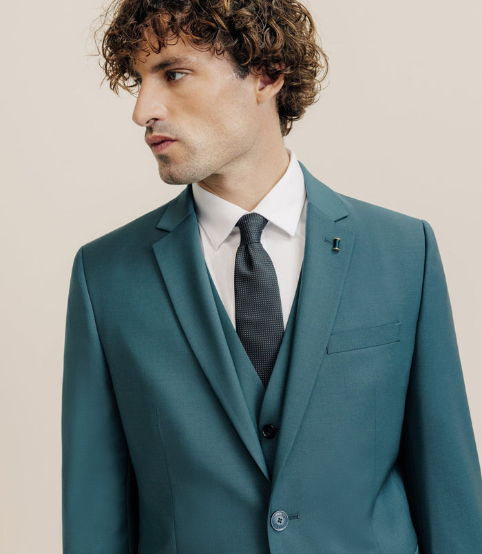 Izac Costume 2 Boutons Laine Majoritaire Vert