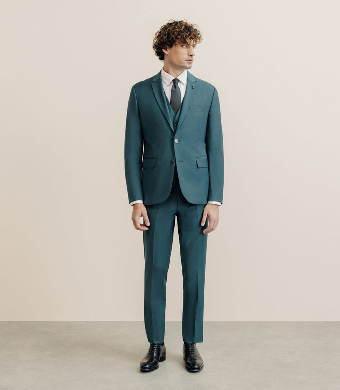 Izac Costume 2 Boutons Laine Majoritaire Vert