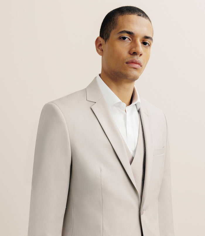 Izac Costume 3 Pièces Cérémonie Ajusté Beige