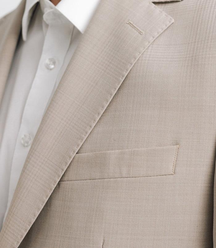 Izac Costume à Carreaux 2 Boutons Beige