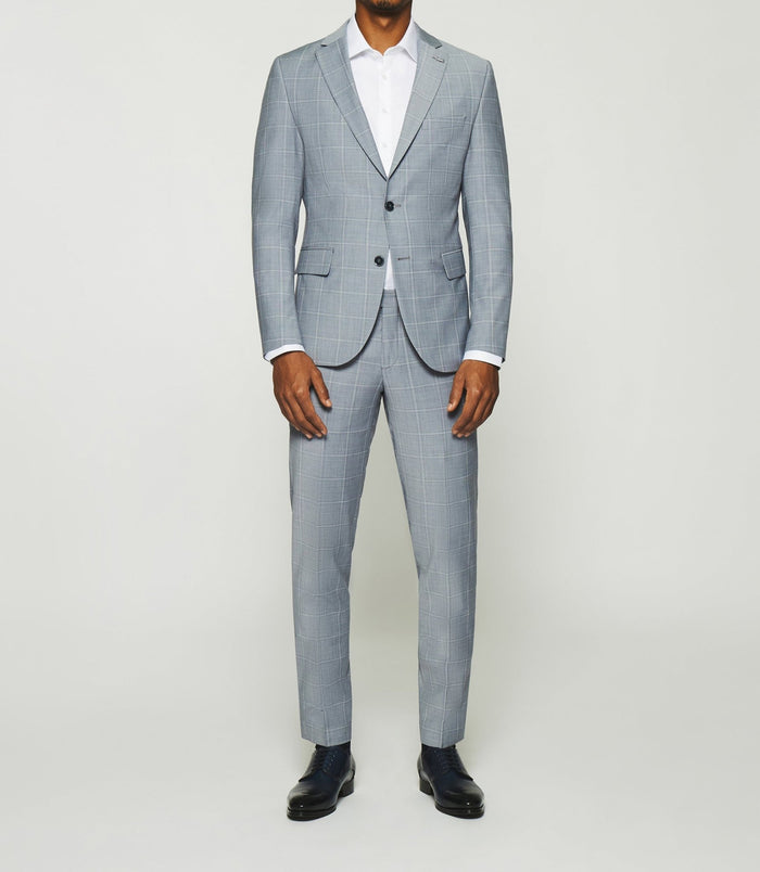 Izac Costume à Carreaux Bleu Clair 2 Boutons FORIO