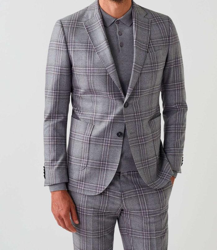 Izac Costume Carreaux Gris "Tendre"