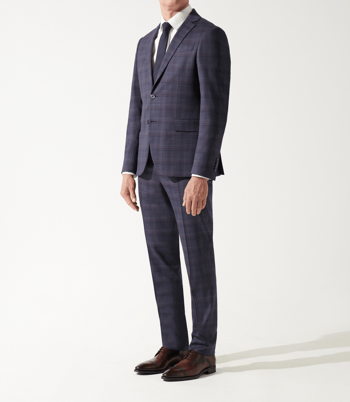 izac Costume col châle à carreaux bleu