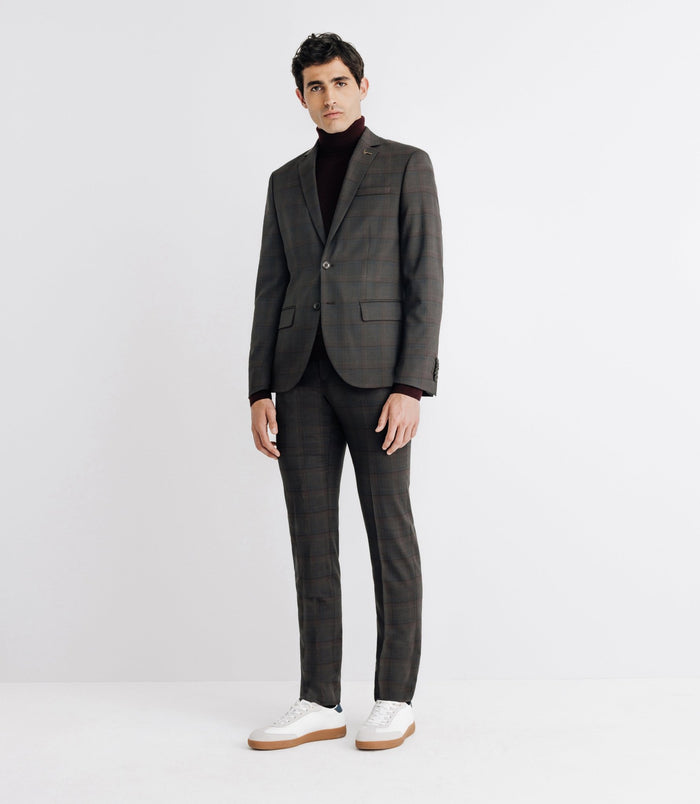 izac Costume col châle à carreaux marron