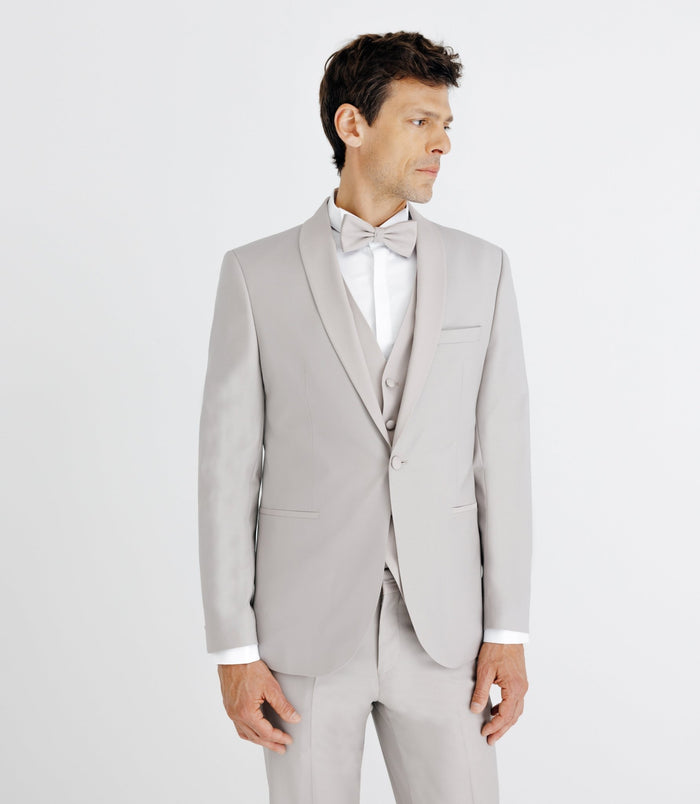 Izac Costume Col Châle Gris