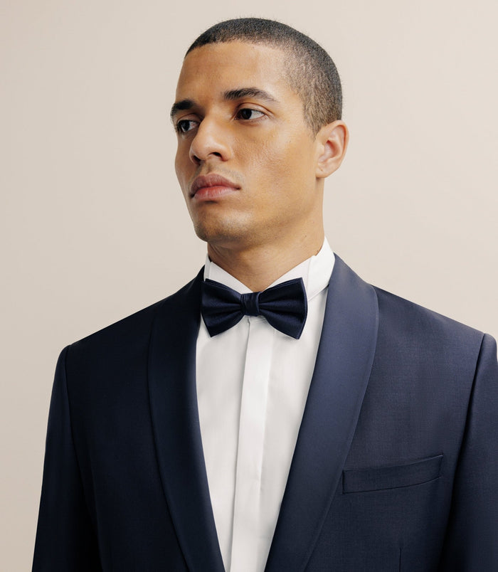 Izac Costume Col Châle Marine