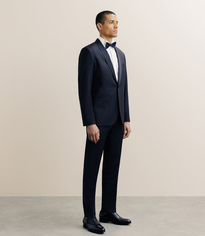 Izac Costume Col Châle Marine