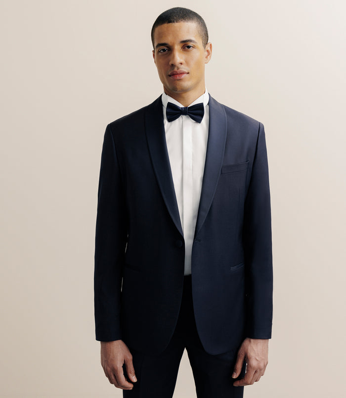 izac Costume col châle marine