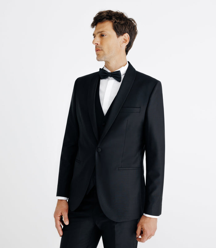 Izac Costume Col Châle Noir