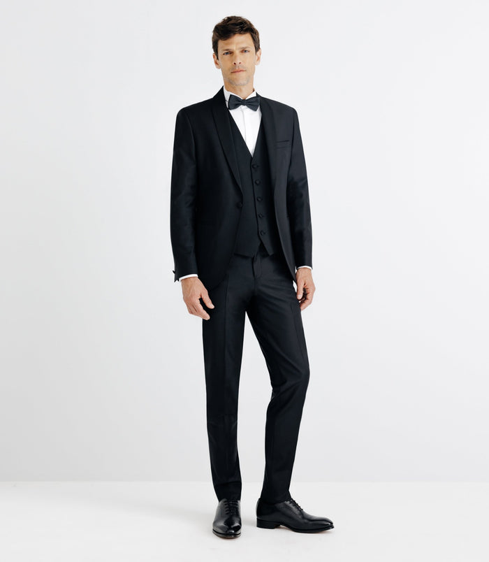 Izac Costume Col Châle Noir