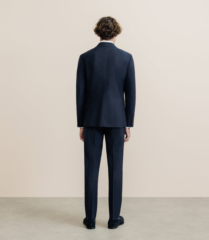 Izac Costume Croisé 100% Laine Bleu Marine