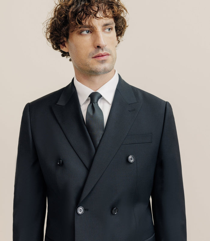 Izac Costume Croisé 100% Laine Noir