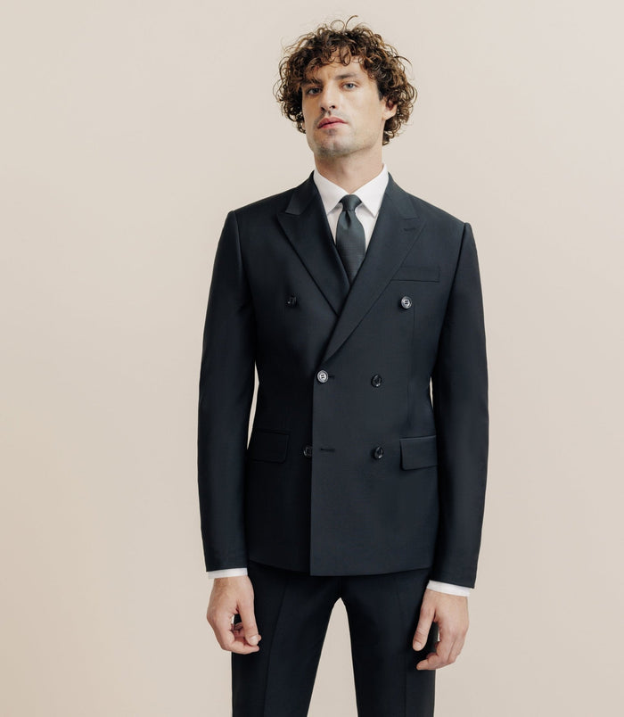 izac Costume croisé 100% laine noir