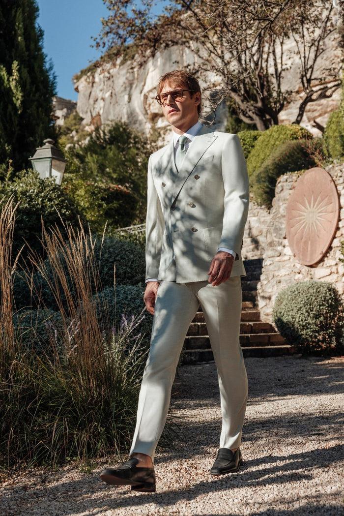 izac Costume croisé 6 boutons vert clair