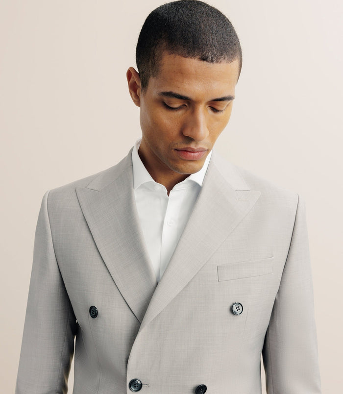 Izac Costume Croisé En Laine Mélangée Beige