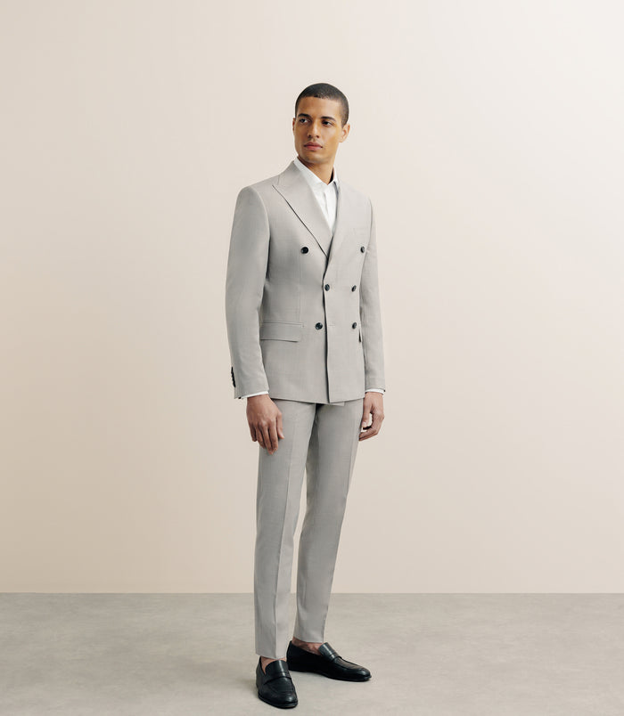 Izac Costume Croisé En Laine Mélangée Beige