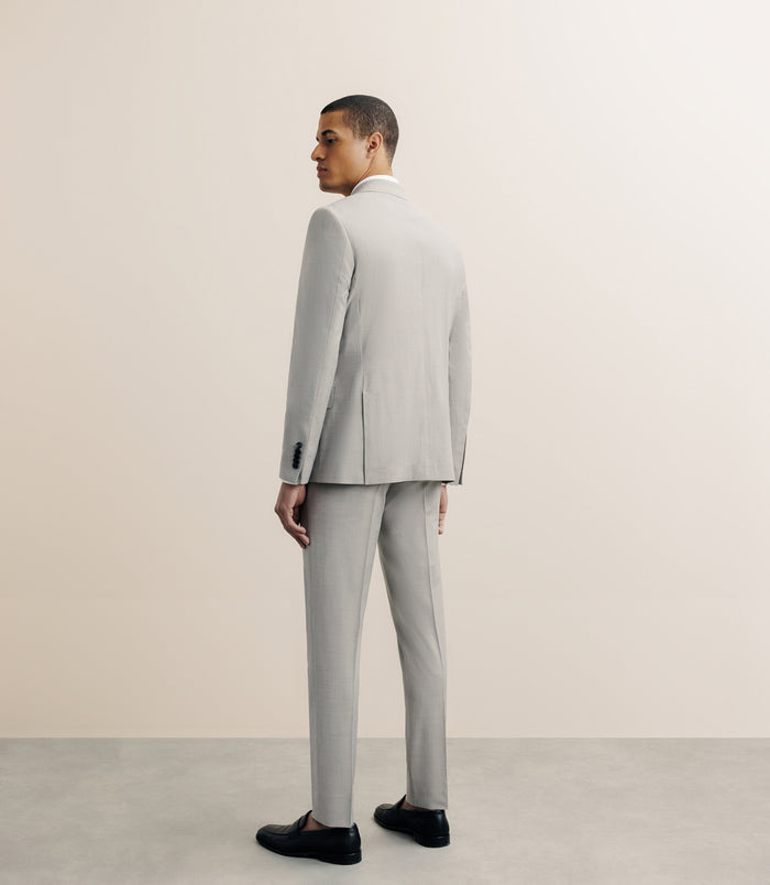 Izac Costume Croisé En Laine Mélangée Beige