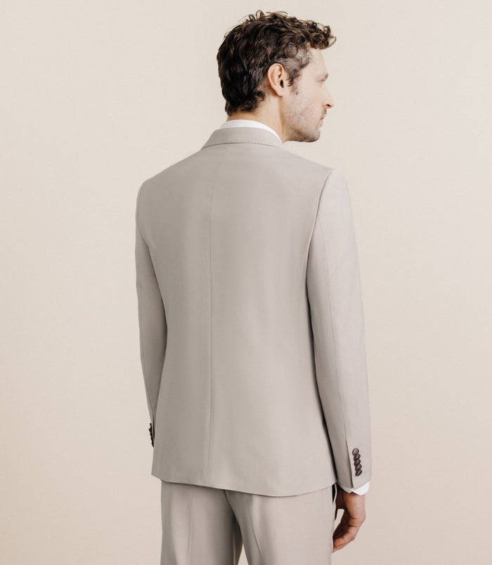 Izac Costume Croisé En Laine Mélangée Beige