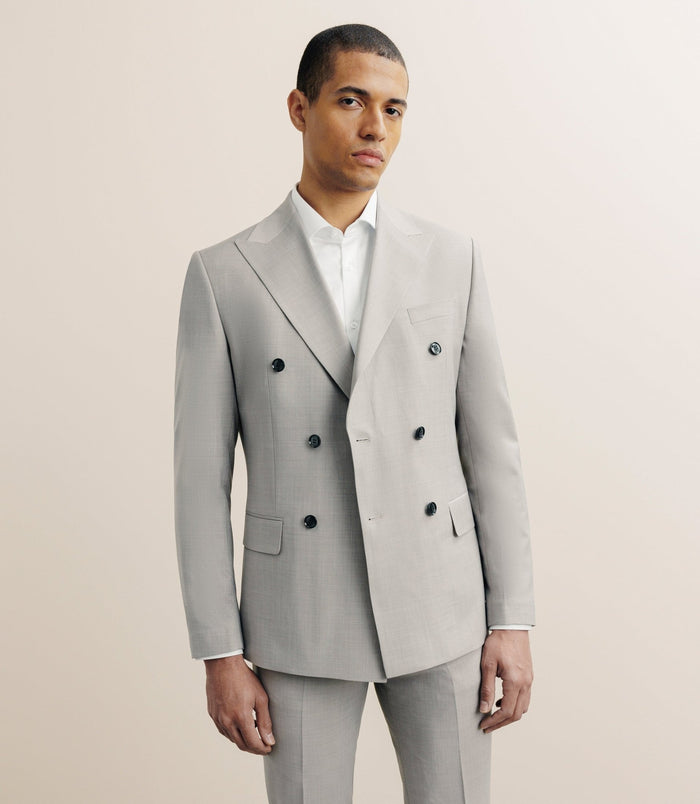 izac Costume croisé en laine mélangée beige