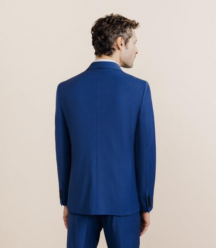 Izac Costume Croisé En Laine Mélangée Bleu