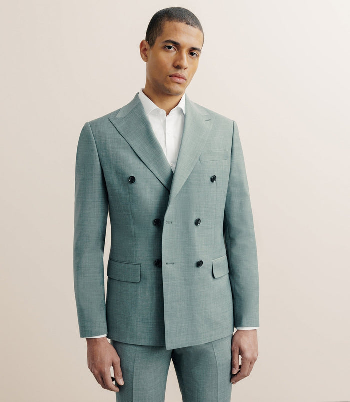 izac Costume croisé en laine mélangée kaki