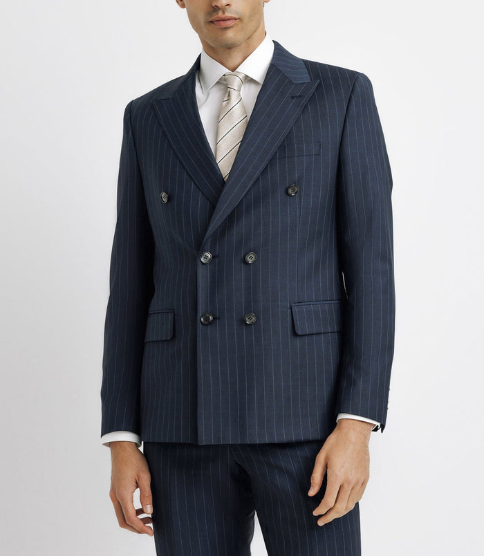 Izac Costume Croisé Rayé Marine