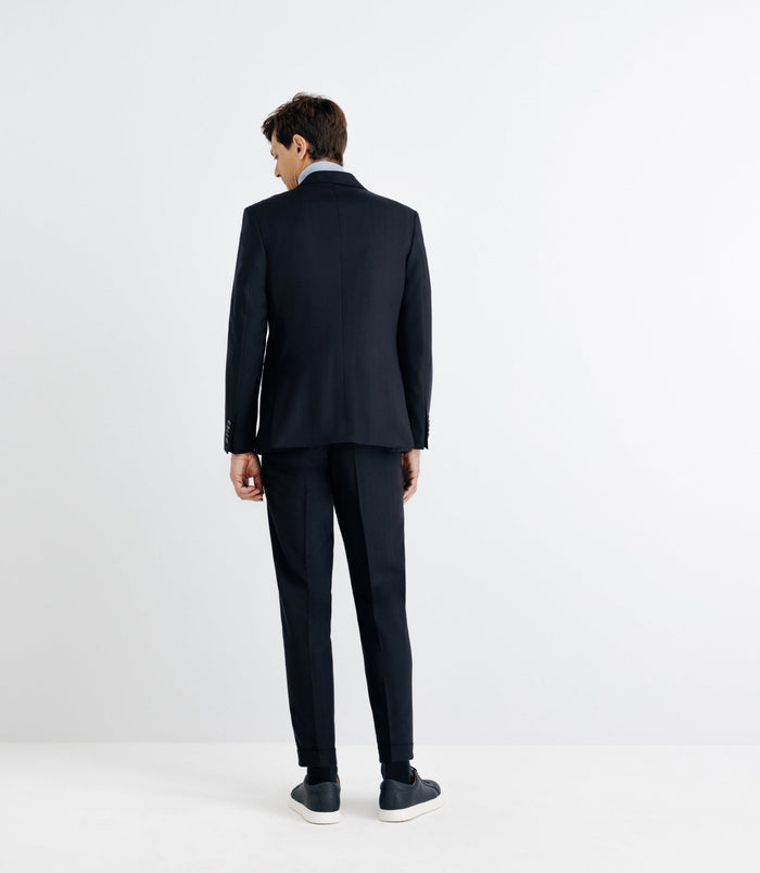 Izac Costume En Laine Mélangée Marine