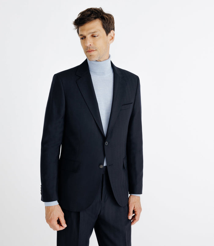 Izac Costume En Laine Mélangée Marine