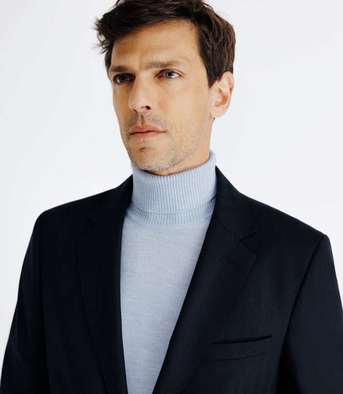 Izac Costume En Laine Mélangée Marine