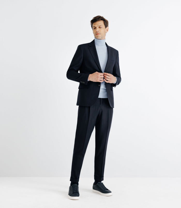 izac Costume en laine mélangée marine