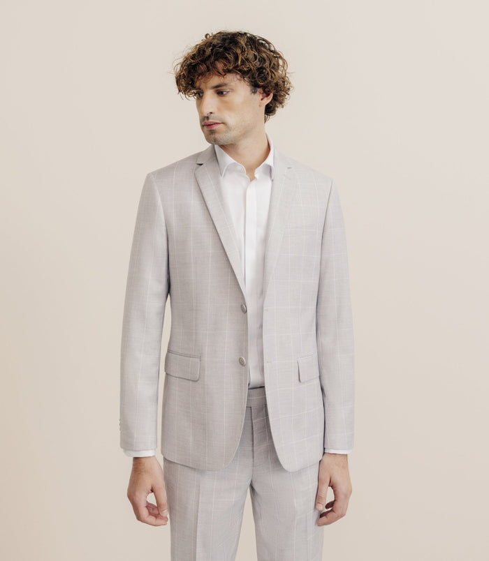 izac Costume en tissu carreaux beige