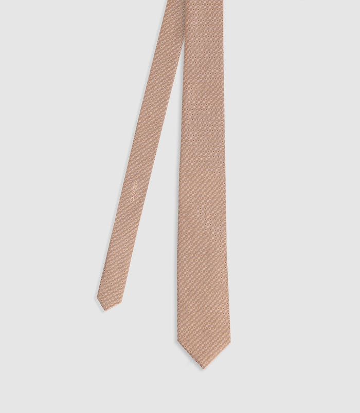 izac Cravate à motifs en soie beige