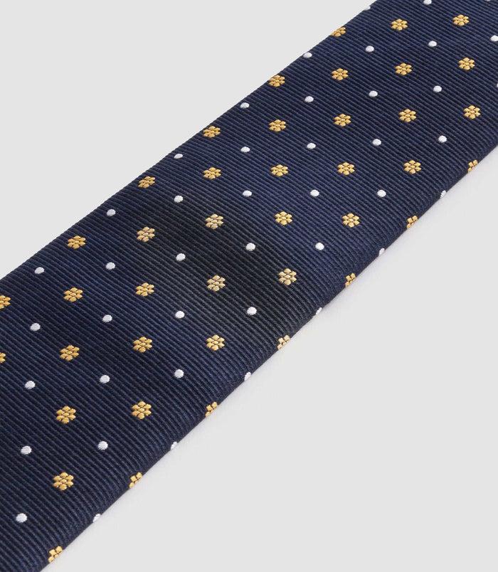 Izac Cravate Classique 7cm Marine-jaune "Cameron"