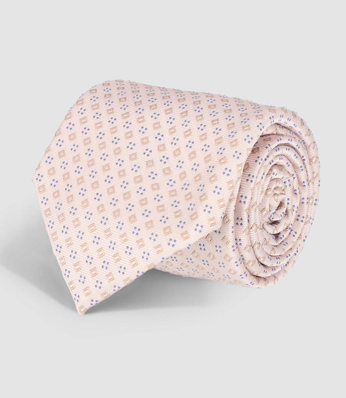 Izac Cravate En Soie à Micro Motifs Beige HARM