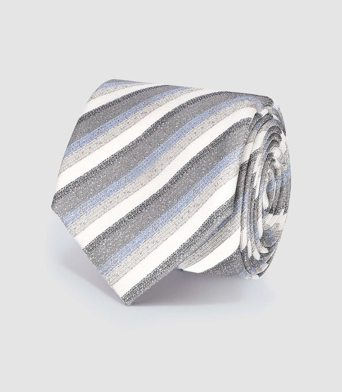 Izac Cravate En Soie à Rayures Grise