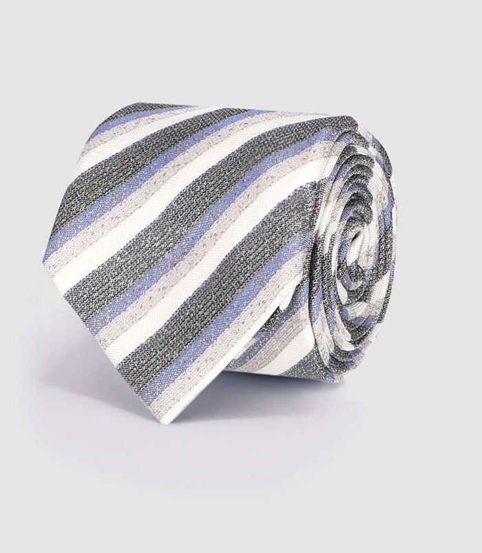 Izac Cravate En Soie à Rayures Marine