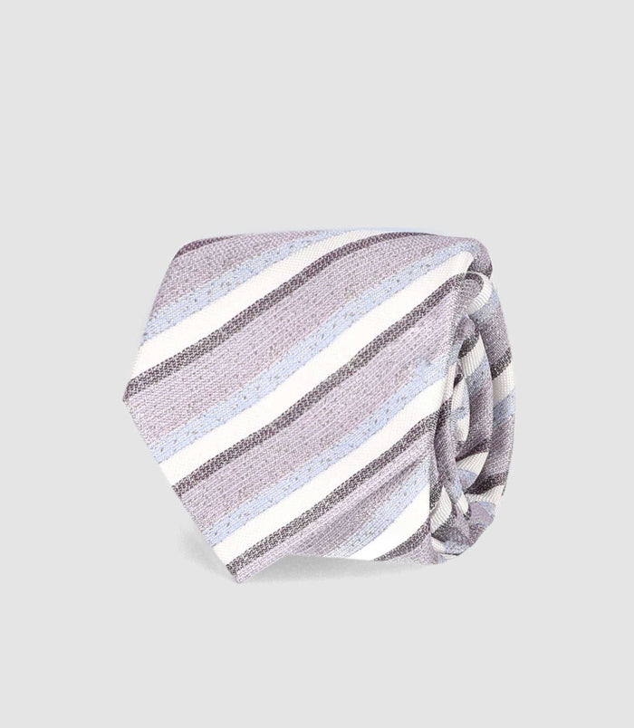 Izac Cravate En Soie à Rayures Parme